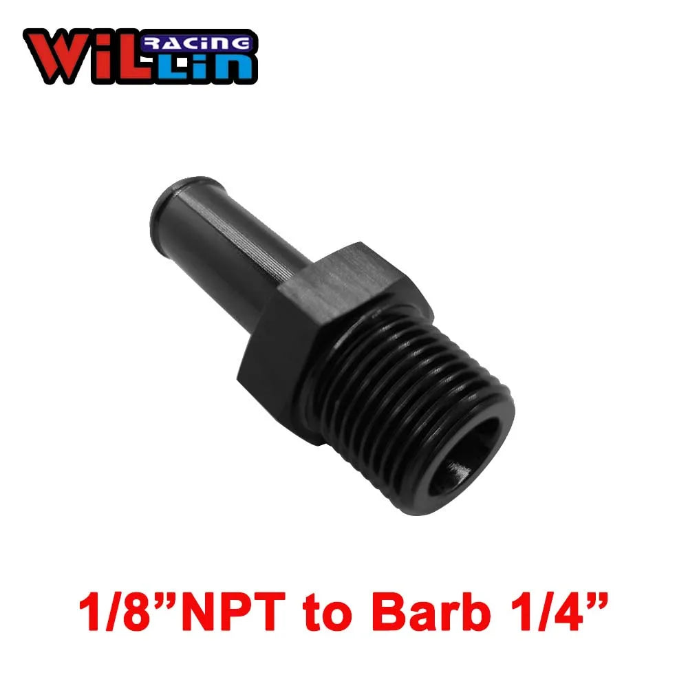 WILLIN -  Male NPT to Barb Straight Hose Barb Aluminum Adapter Oil Fuel Line Fitting Cooling System Connector Blue/Silver/Black
