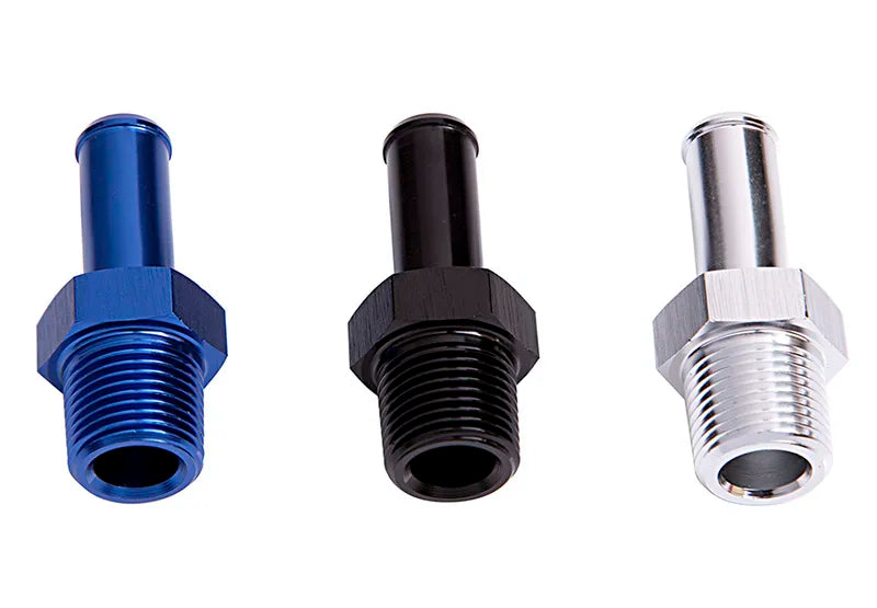 WILLIN - Male NPT to Barb Straight Hose Barb Aluminum Adapter Oil Fuel Line Fitting Cooling System Connector Blue/Silver/Black
