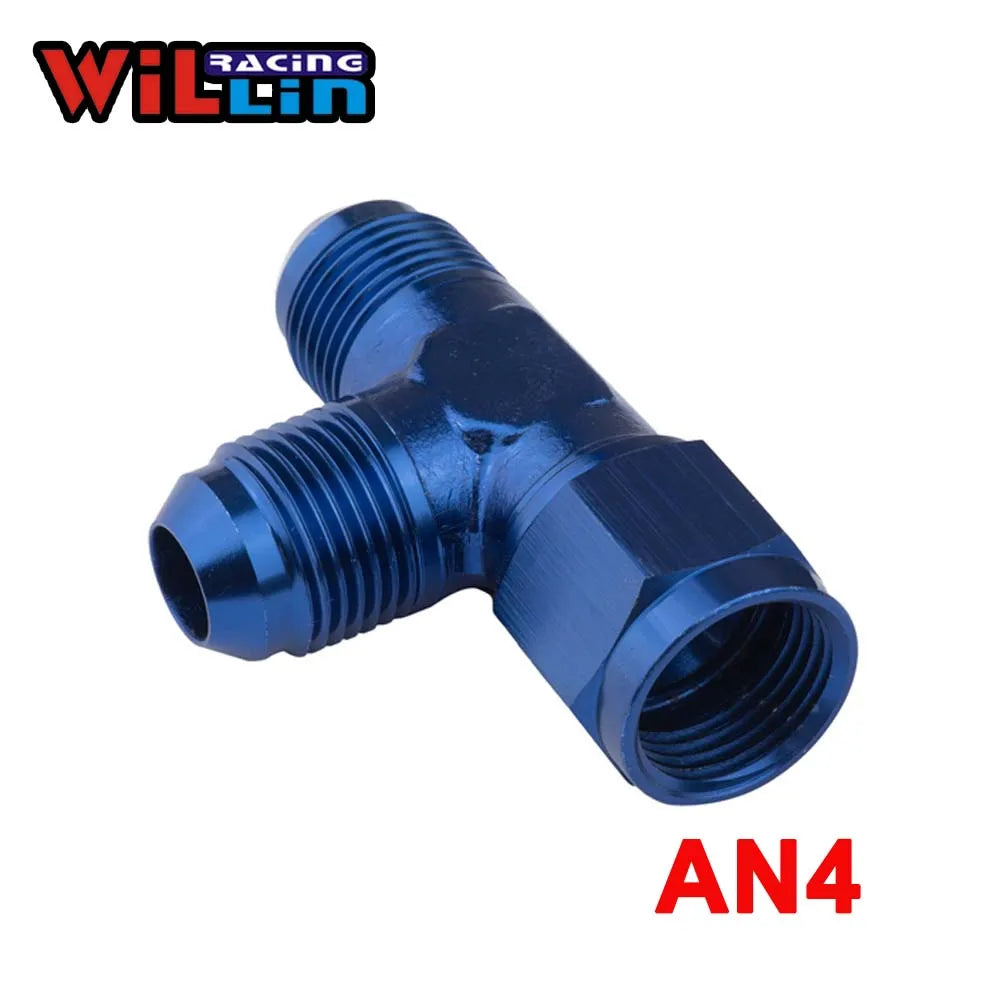 WILLIN Aluminum Male AN3(4 6 8 10 12)TEE Female Swivel On Run Forged Fitting Adapter Accessories Oil Cooler Autoparts Blue/Black