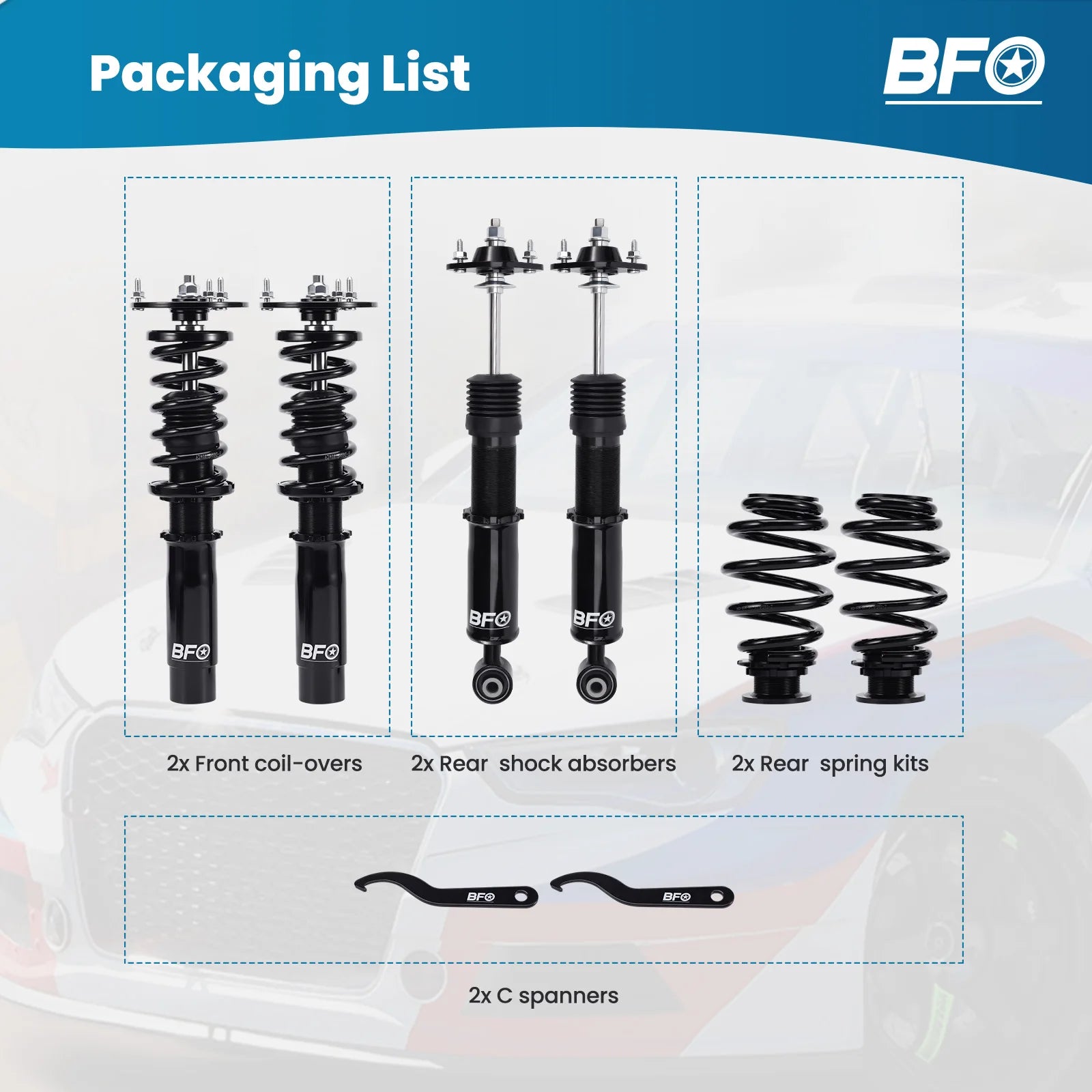 Front & Rear Coilovers Struts For BMW E46 318i 323Ci 328Ci 328i 323i 328is 323is Adjustable Height Shock Absorber Front Rear
