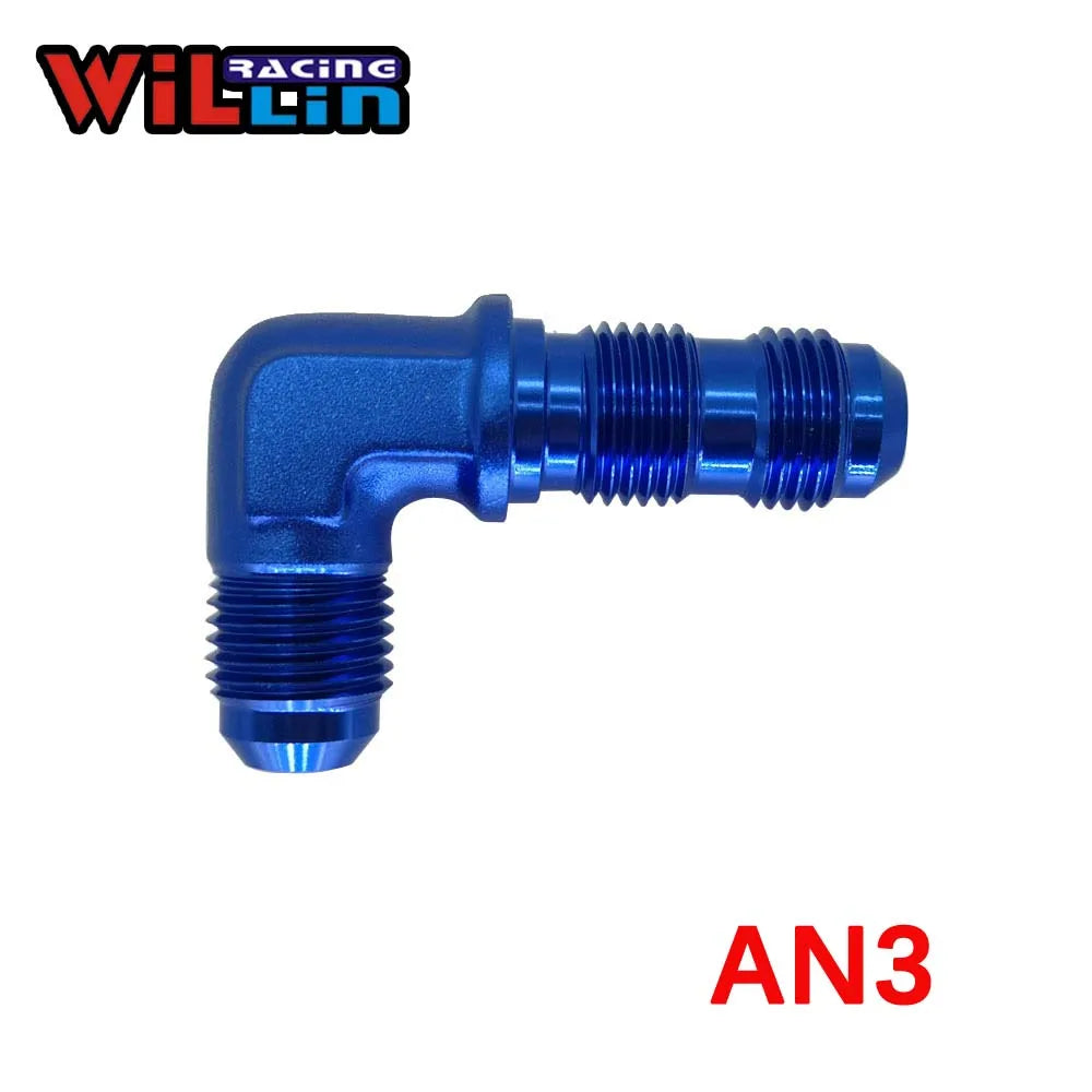 Aluminium AN3 4 6 8 10 12AN Male 90 Degree Elbow Flare Bulkhead Adptors Anodized Forged Fitting Oil Adapters Blue/Black 833