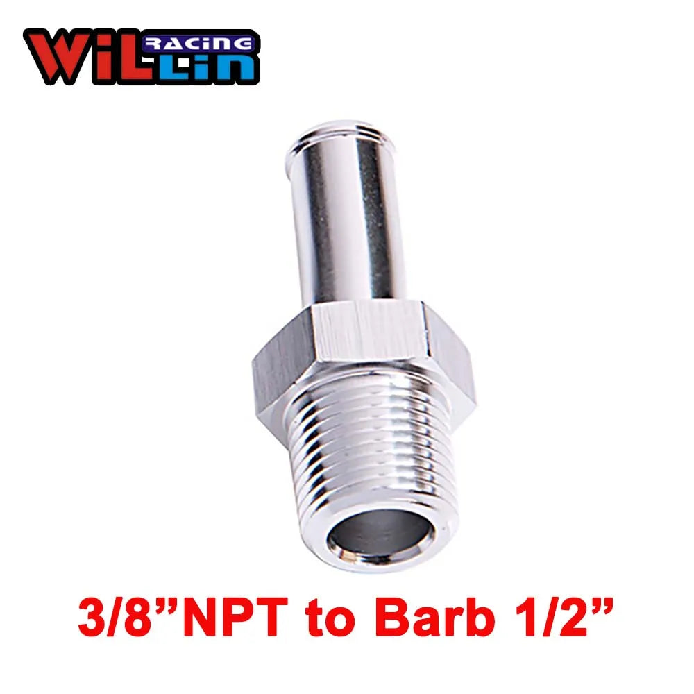 WILLIN -  Male NPT to Barb Straight Hose Barb Aluminum Adapter Oil Fuel Line Fitting Cooling System Connector Blue/Silver/Black