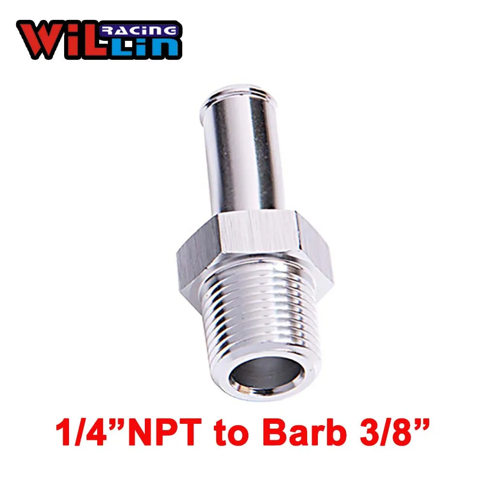 WILLIN -  Male NPT to Barb Straight Hose Barb Aluminum Adapter Oil Fuel Line Fitting Cooling System Connector Blue/Silver/Black