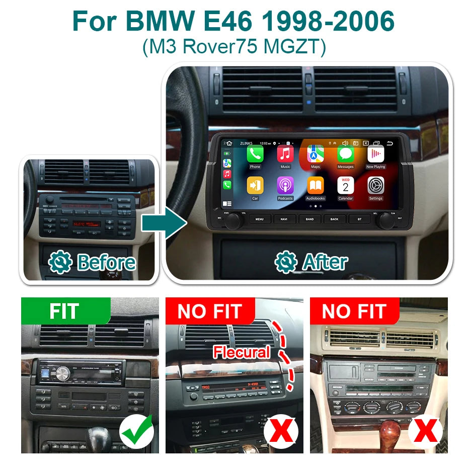 10.26'' Screen Android 15 Car Radio AUTO CarPlay bluetooth stereo For BMW E46 M3 Rover 75 MG ZT 1998-2006 Multimedia player 2DIN