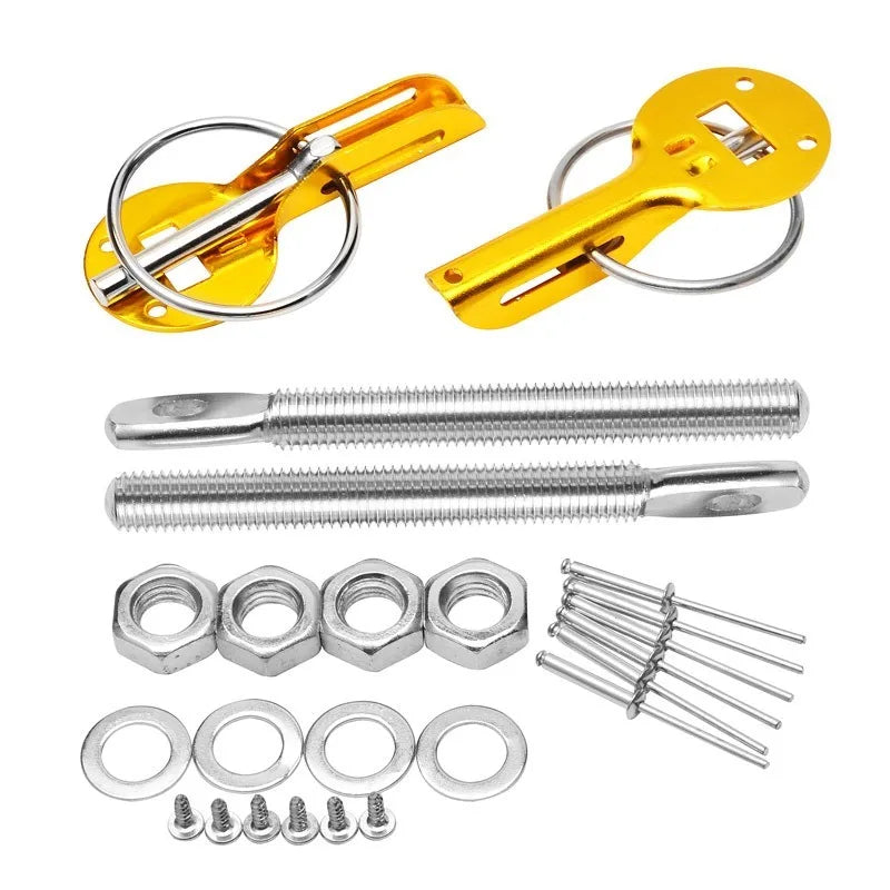 Universal Down Hood Lock Pins  Bonnet Hood Pin Lock Kit Fit ALL Racing Speed Black Red Blue Gold Silver