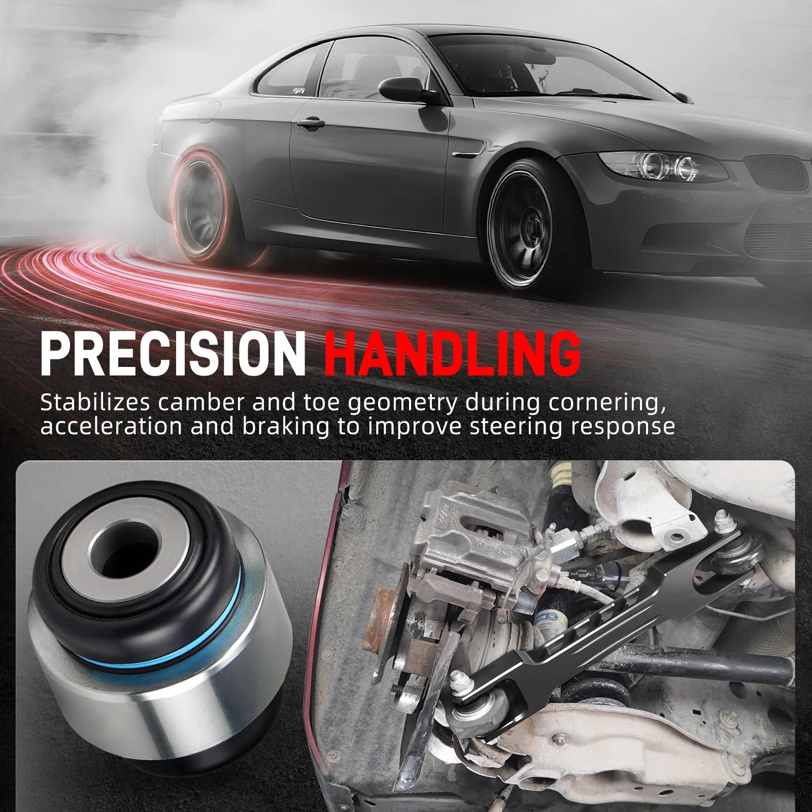 BEVINSEE Rear Trailing Arm & Bearing Kit for BMW E90 E92 E91 E93 E87 E82 E81 E88 X1 E84, Replace for 33322406291 & 33326763092
