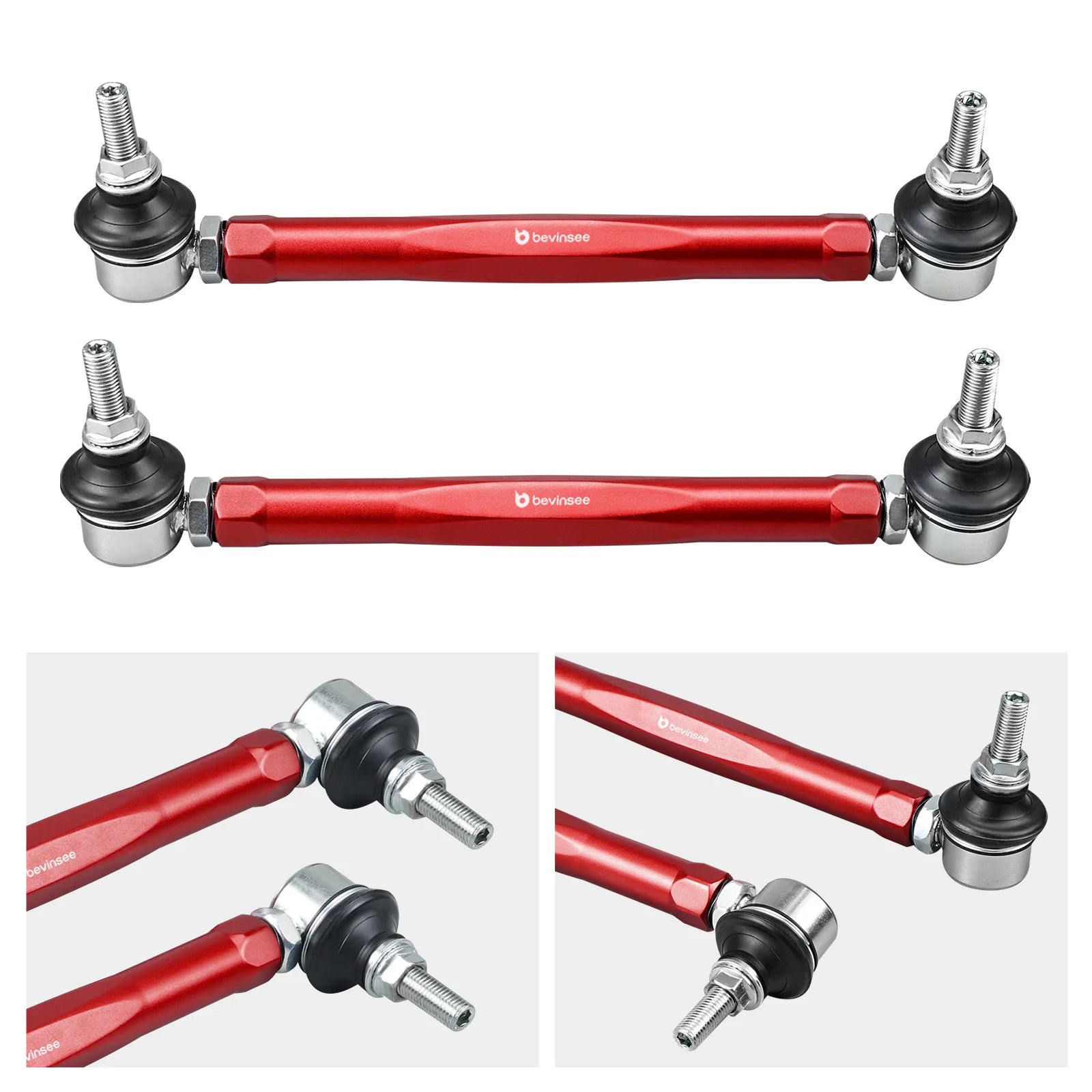 BEVINSEE Adjustable Front Sway Bar End Links Suspension Stabilizer Kit For BMW E46 Z4 E85 E86 Replace 31356780847 31351095694