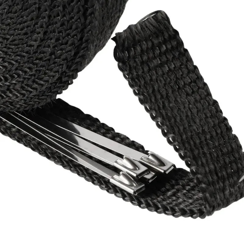 5M Roll Fiberglass Heat Shield Motorcycle Exhaust Thermal Tape Header Pipe Heat Wrap Tape Thermal Protection with Stainless Ties
