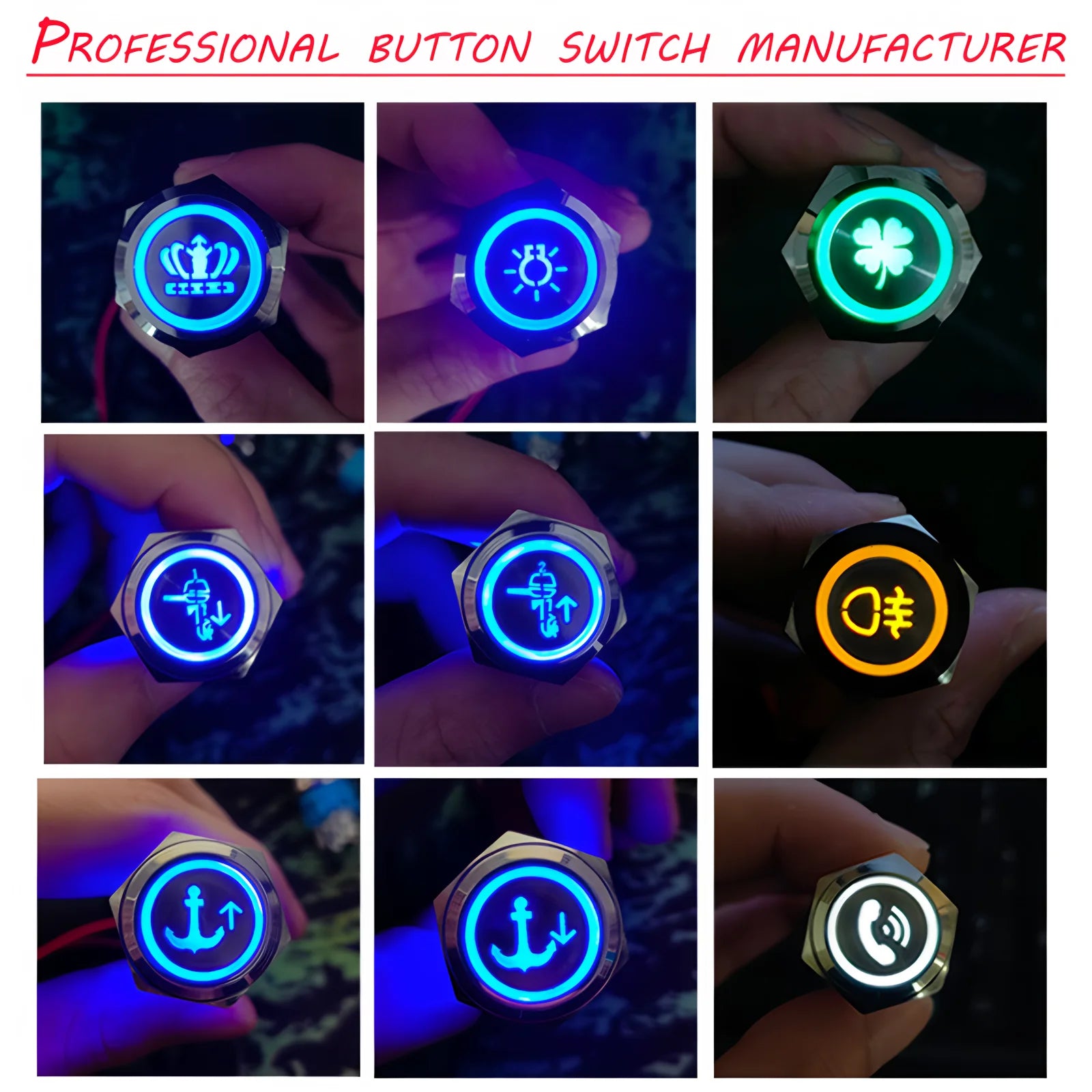 16/19/22mm Custom Metal Push Button Switch Start Stop LED Light For Car Fog Switch Motorcycle Waterproof Black/Silver 12V 24V