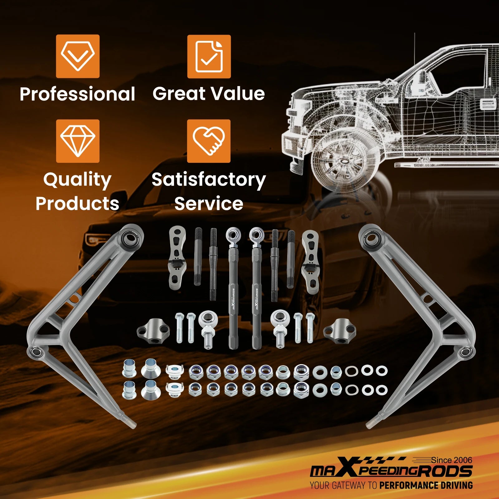 Front Steering Drift Lower Control Arm Wide Angle Kit Sway Bar Link For BMW E46