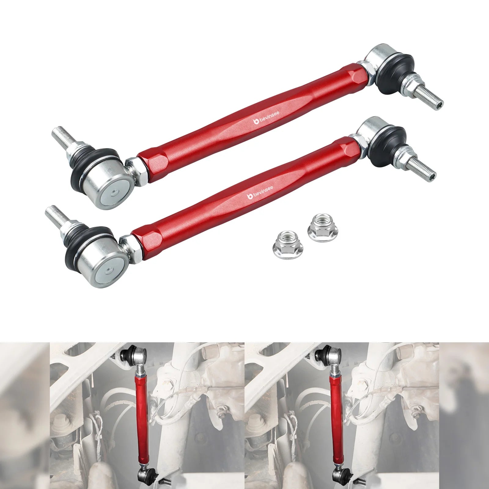 BEVINSEE Adjustable Front Sway Bar End Links Suspension Stabilizer Kit For BMW E46 Z4 E85 E86 Replace 31356780847 31351095694