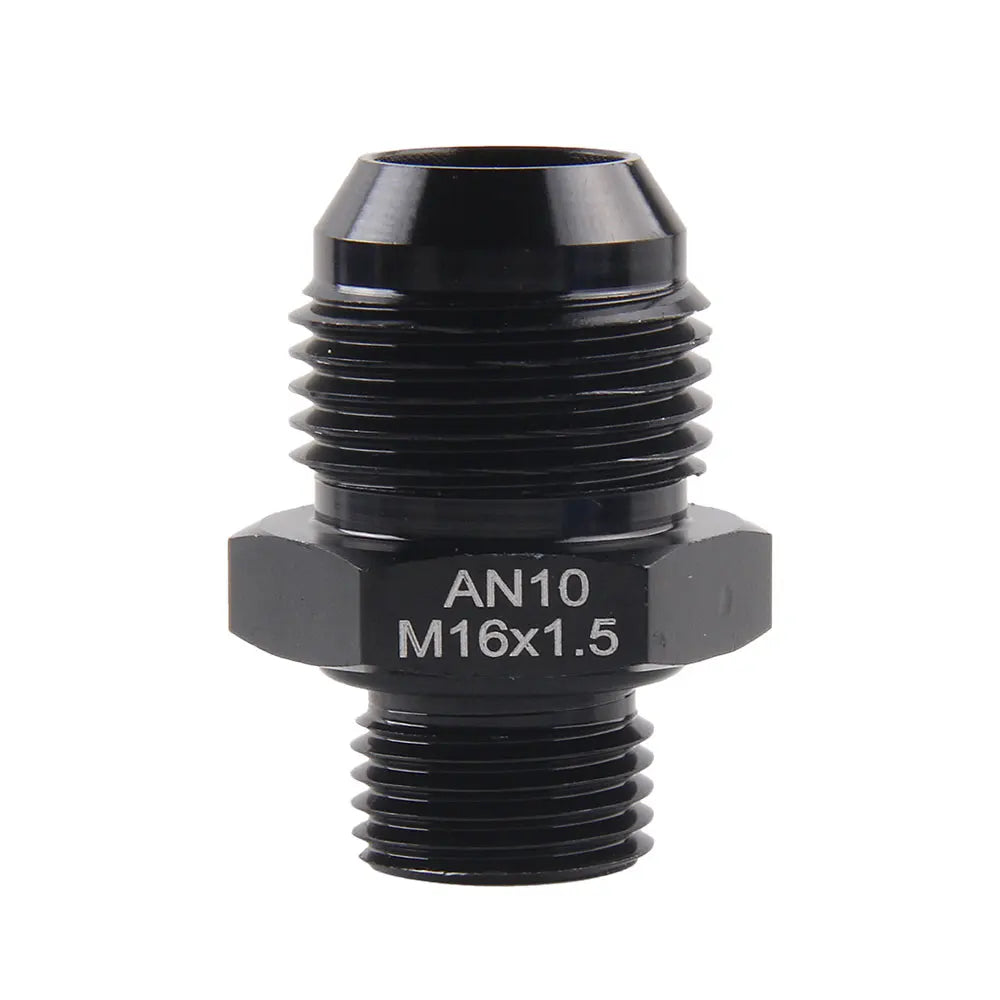 Adaptateur droit mâle AN10 vers M16x1,5 en aluminium anodisé noir