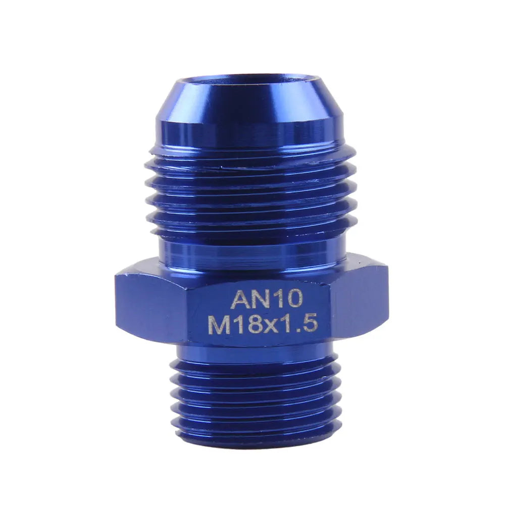 Adaptateur droit mâle AN10 vers M18x1,5 en aluminium anodisé bleu