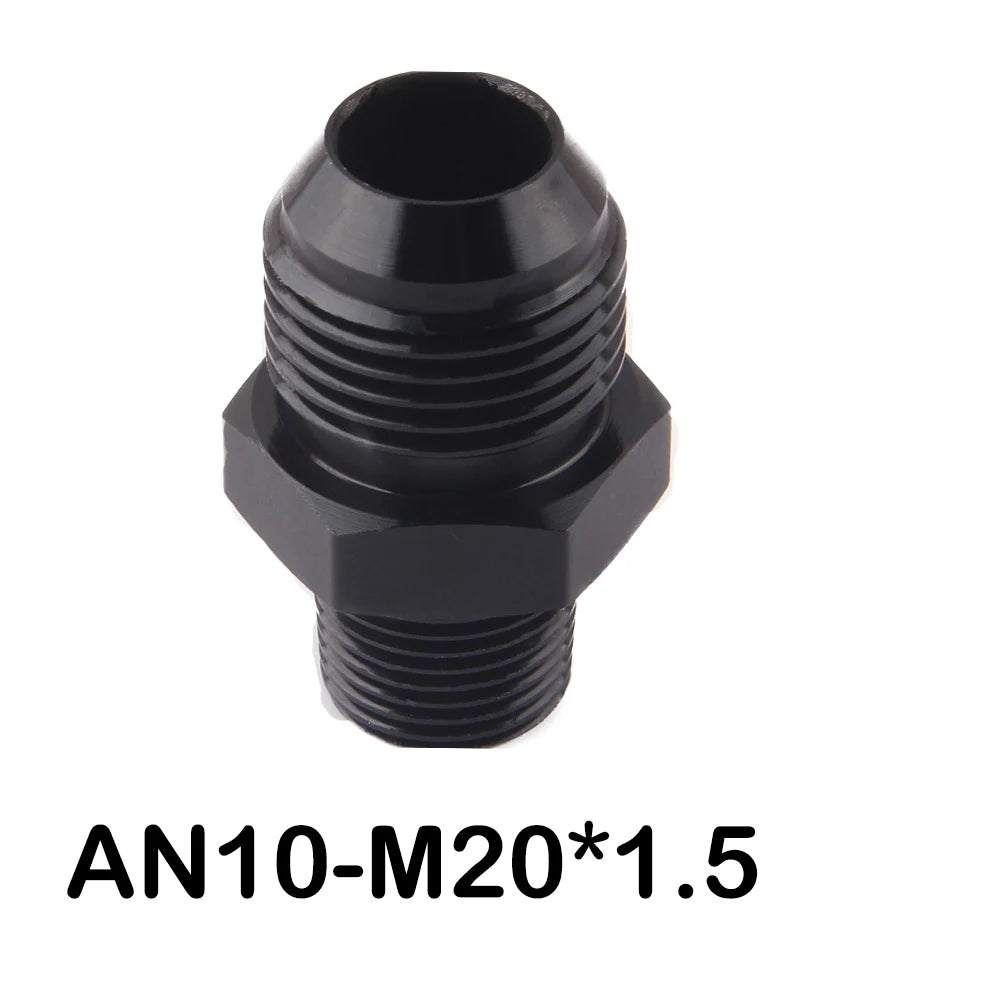Adaptateur droit mâle AN10 vers M20x1,5 en aluminium anodisé noir