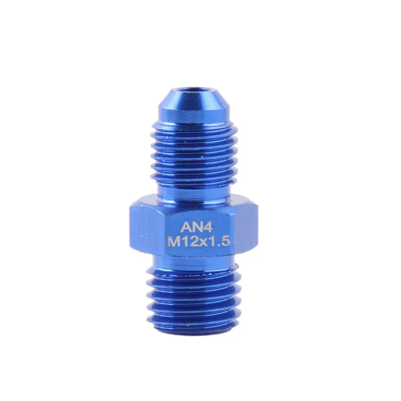 Adaptateur droit mâle AN4 vers M12x1,5 en aluminium anodisé bleu