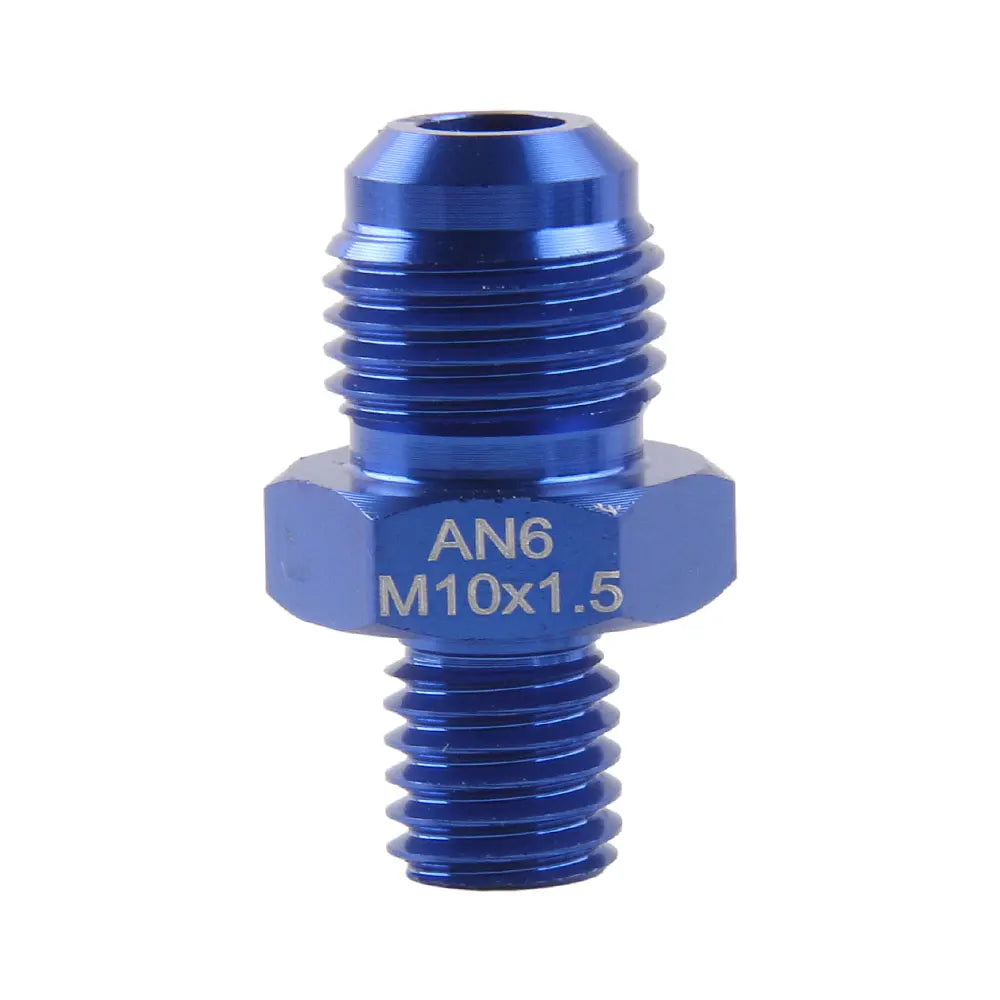 Adaptateur droit mâle AN6 vers M10x1,5 en aluminium anodisé bleu