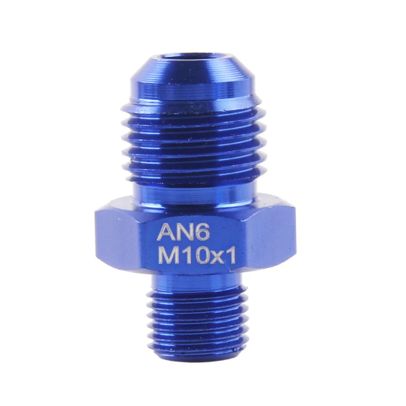 Adaptateur droit mâle AN6 vers M10x1 en aluminium anodisé bleu
