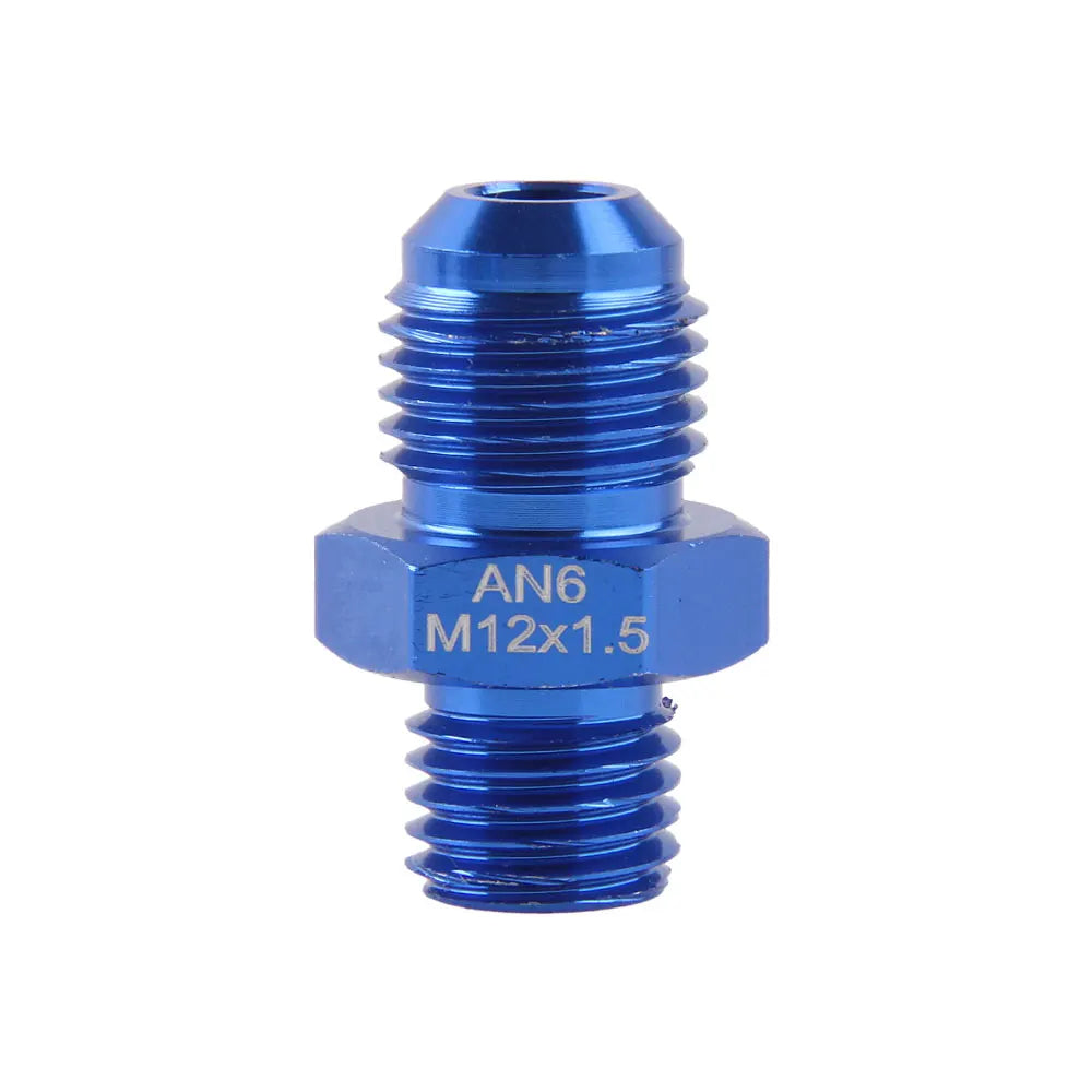 Adaptateur droit mâle AN6 vers M12x1,5 en aluminium anodisé bleu