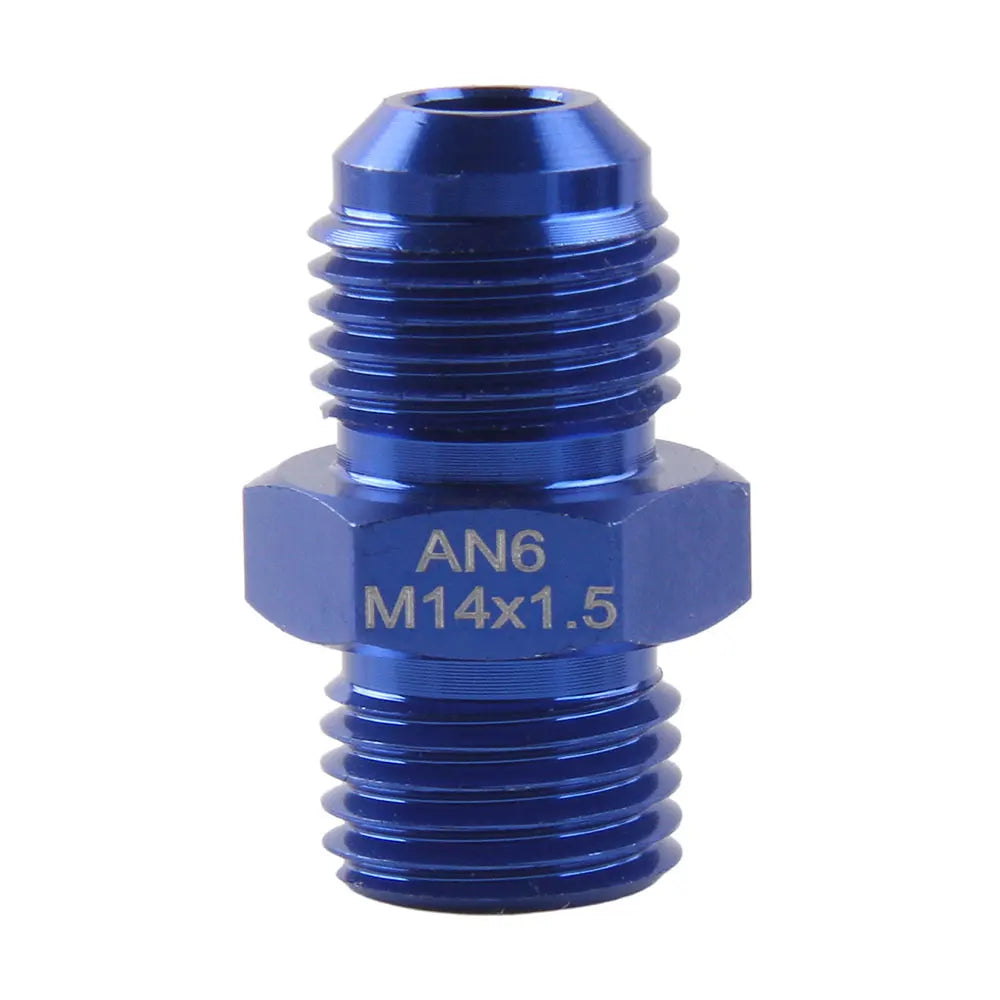Adaptateur droit mâle AN6 vers M14x1,5 en aluminium anodisé bleu