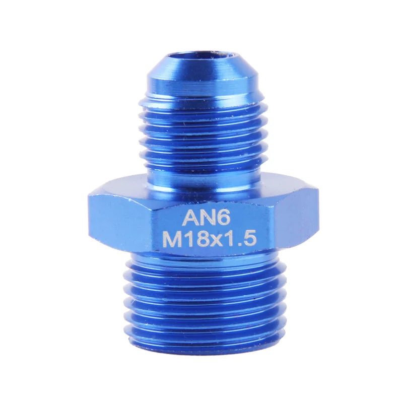Adaptateur droit mâle AN6 vers M18x1,5 en aluminium anodisé bleu clair