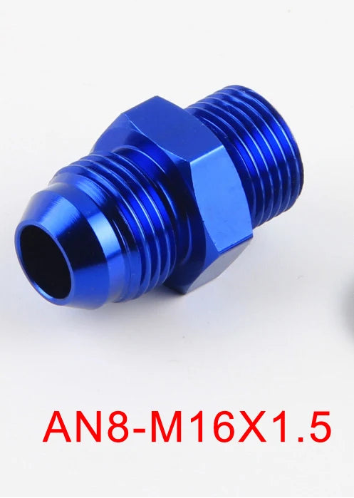 Adaptateur droit mâle AN8 vers M16x1,5 en aluminium anodisé bleu