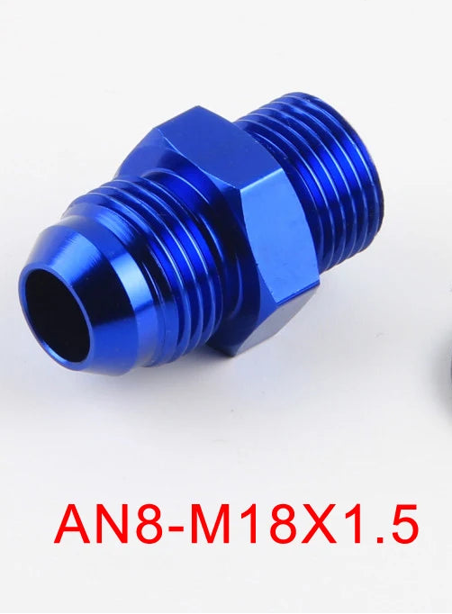 Adaptateur droit mâle AN8 vers M18x1,5 en aluminium anodisé bleu