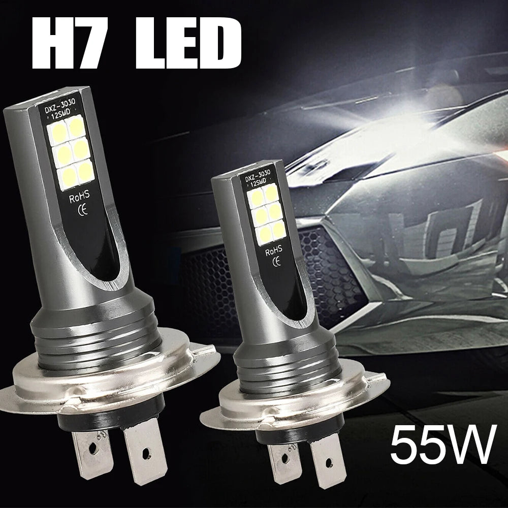 Visuel promotionnel d’ampoules LED H7 blanches 6000K pour phares auto