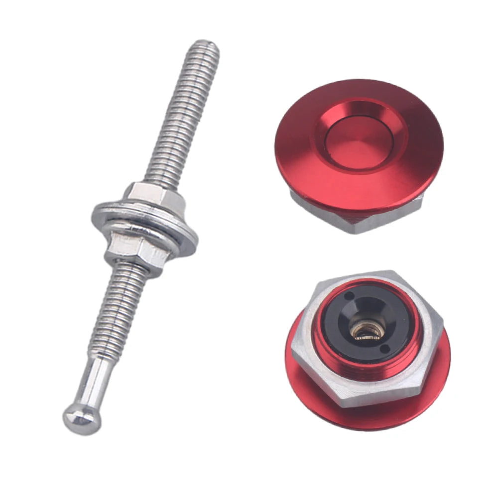 Kit d’attaches de capot à bouton poussoir 32 mm universelles en finition rouge