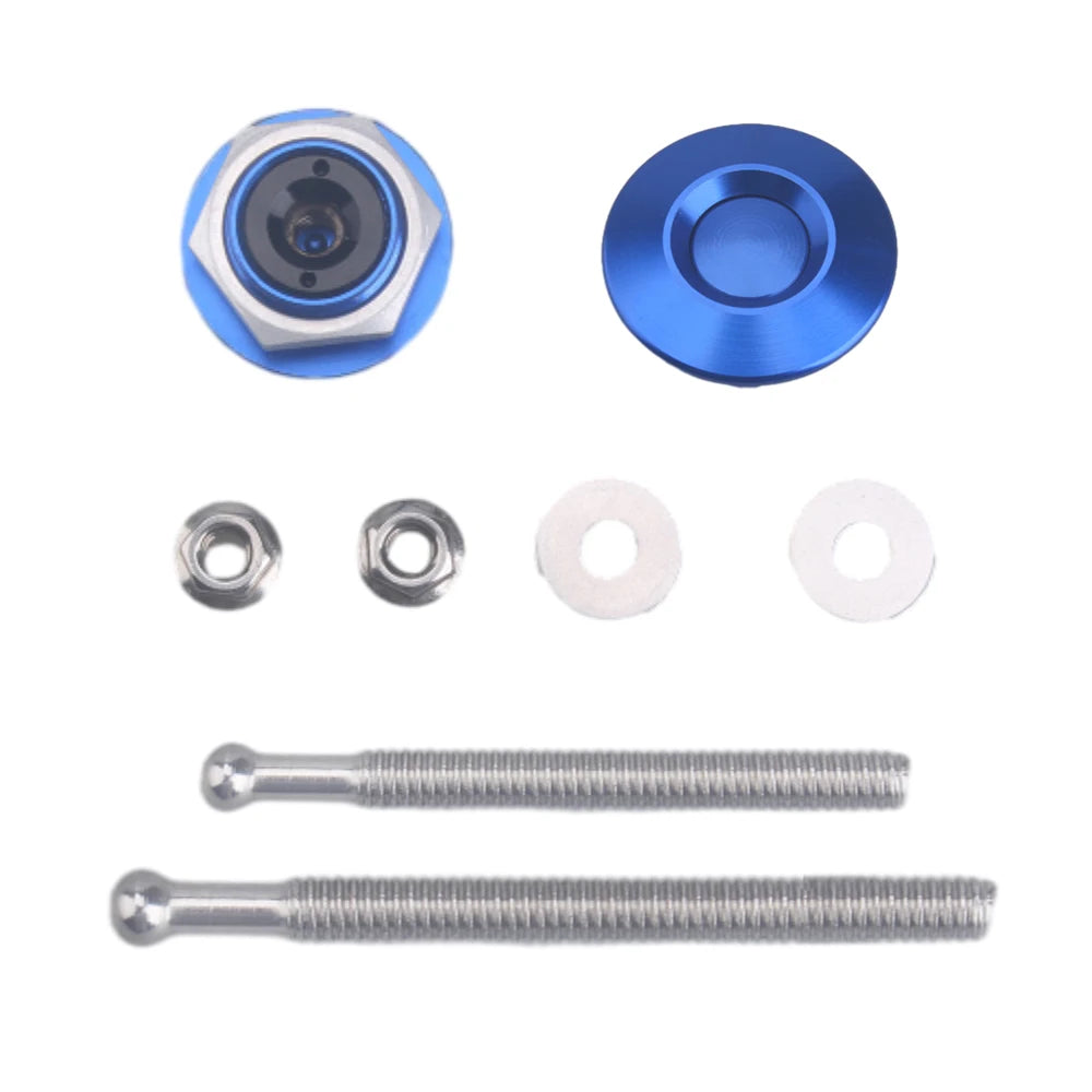 Kit complet d’attaches de capot à bouton poussoir 32 mm avec visserie en bleu