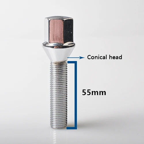 Boulon de roue acier Embers à tête conique longueur 55 mm Boulon de roue acier Embers à tête conique longueur 55 mm