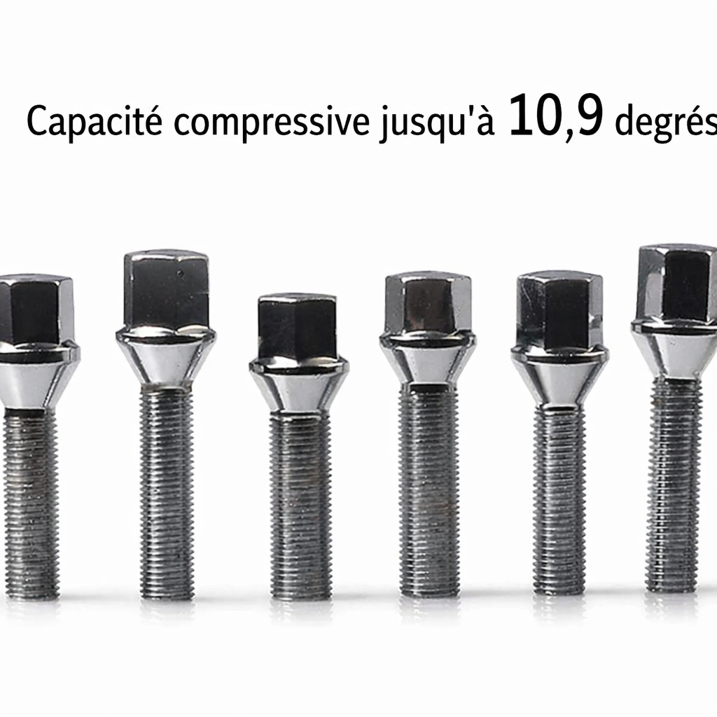 Lot de 10 boulons de roue acier Embers avec angle de serrage indiqué
