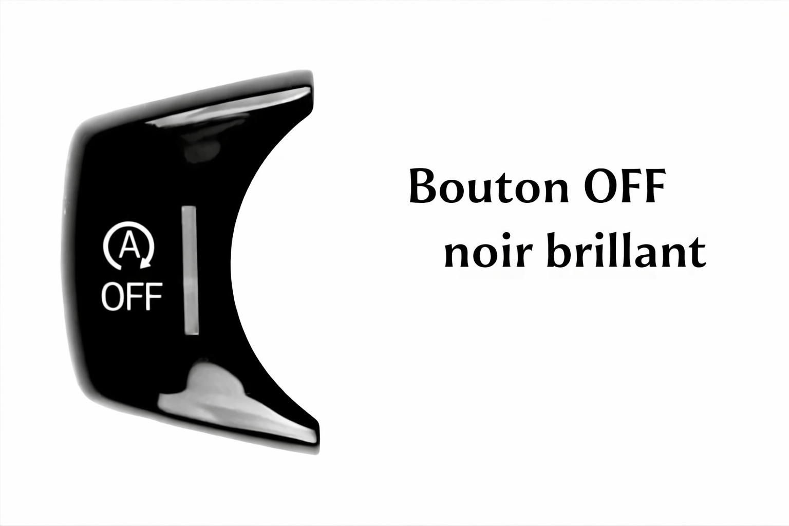Bouton OFF BMW noir brillant présenté seul sur fond blanc