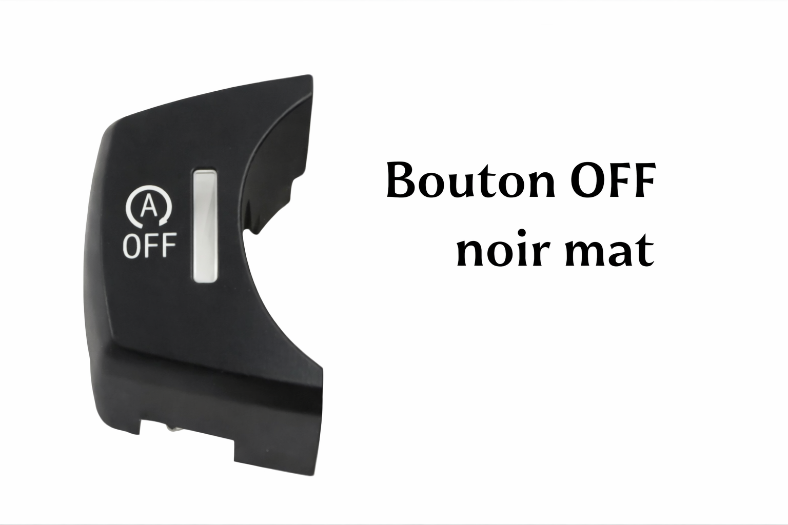 Bouton OFF BMW noir mat présenté seul sur fond blanc