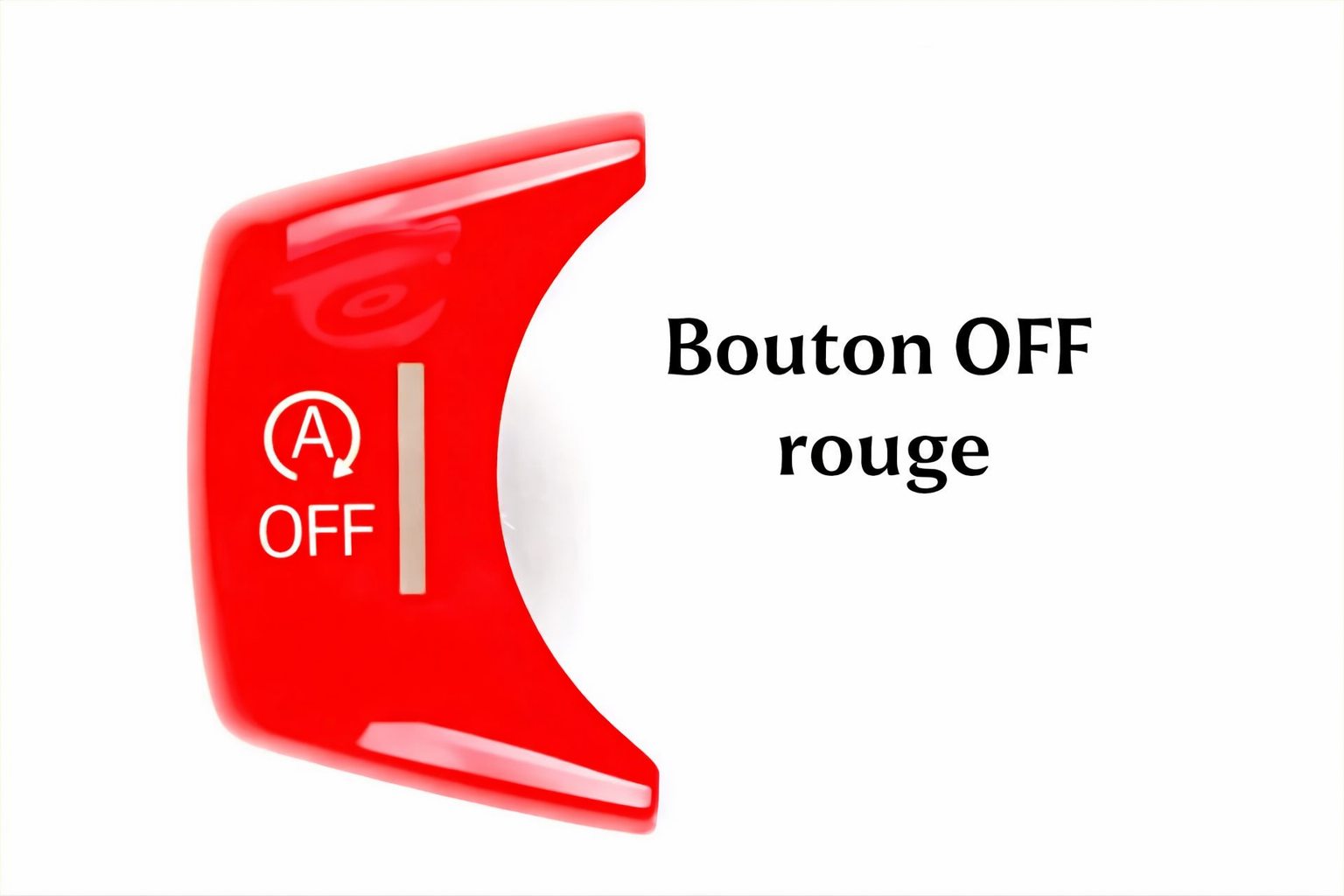 Bouton OFF BMW rouge présenté seul sur fond blanc