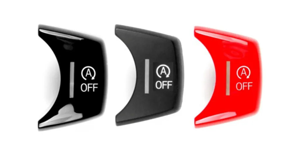 Boutons OFF BMW en noir et rouge avec aperçu des différentes couleurs disponibles