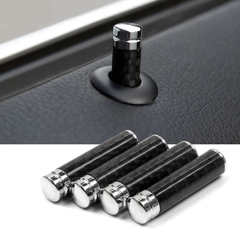 Bouton de verrouillage de porte aspect carbone monté avec aperçu du lot complet