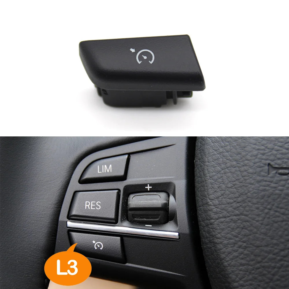 Bouton de régulateur de volant BMW position L3 avec aperçu monté sur le volant Bouton de régulateur de volant BMW position L3 avec aperçu monté sur le volant