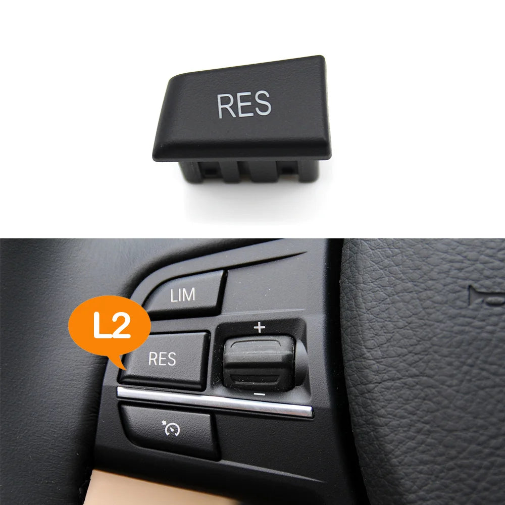 Bouton RES de volant BMW position L2 avec aperçu monté côté gauche Bouton RES de volant BMW position L2 avec aperçu monté côté gauche