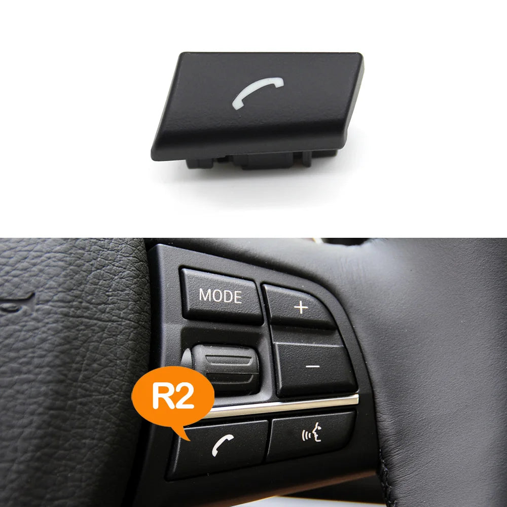Bouton téléphone de volant BMW position R2 avec aperçu monté sur le volant Bouton téléphone de volant BMW position R2 avec aperçu monté sur le volant