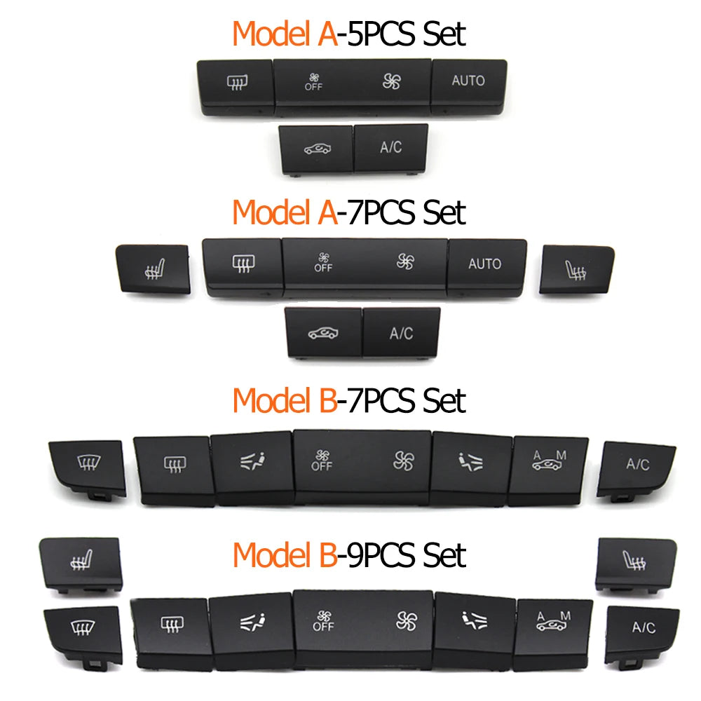 Sets de boutons de climatisation BMW modèles A et B en versions 5, 7 et 9 pièces