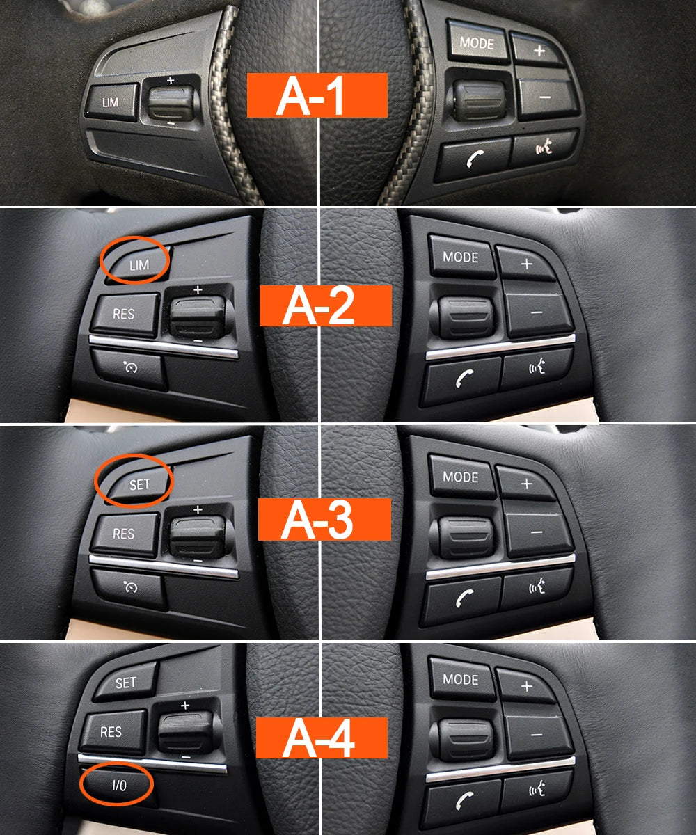 Repères A1 A2 A3 et A4 sur volant BMW pour identifier la bonne version des boutons