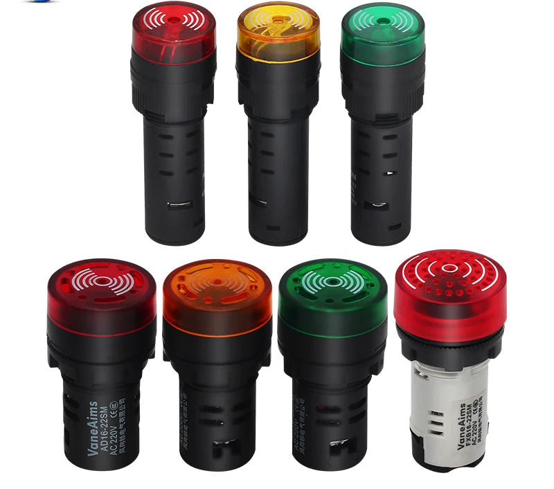 Différents modèles de buzzer lumineux universel 12V en plusieurs couleurs et finitions