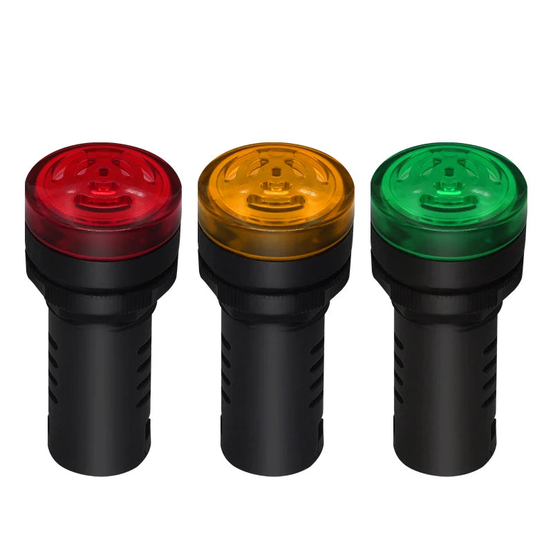 Têtes de buzzer lumineux universel 12V rouge orange et vert en gros plan