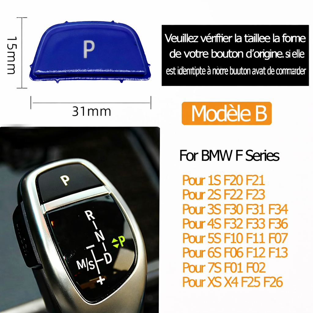 Bouton P de frein de parking BMW Série 1 2 3 4 5 6 7 X3 X4 X5 X6 noir, rouge, bleu ou argent