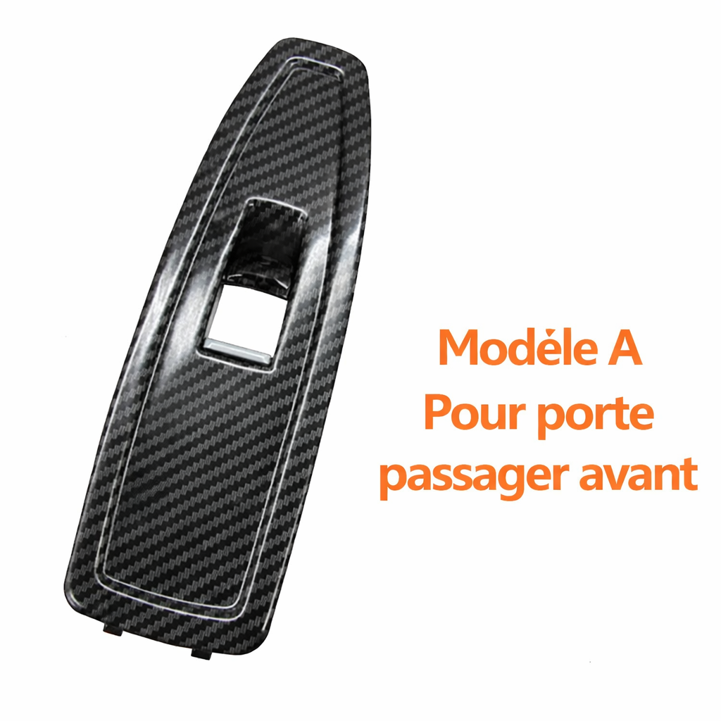 Cache bouton de vitre BMW modèle A pour porte passager avant en aspect carbone