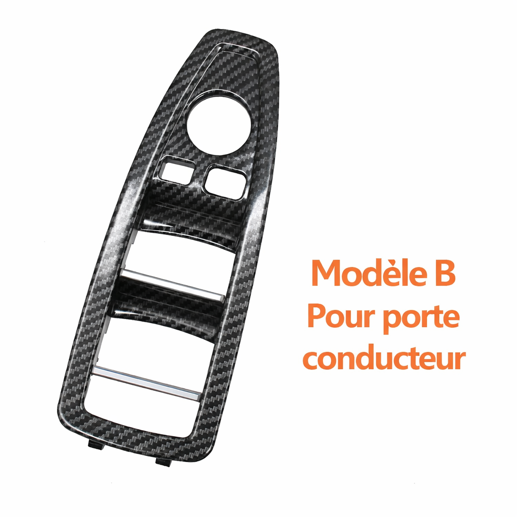Cache boutons de vitres BMW modèle B pour porte conducteur en aspect carbone
