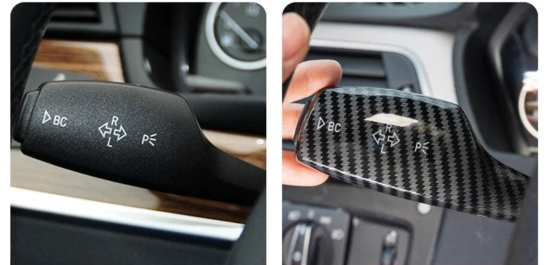 Comparaison avant après du cache de commandes de volant BMW installé derrière le volant