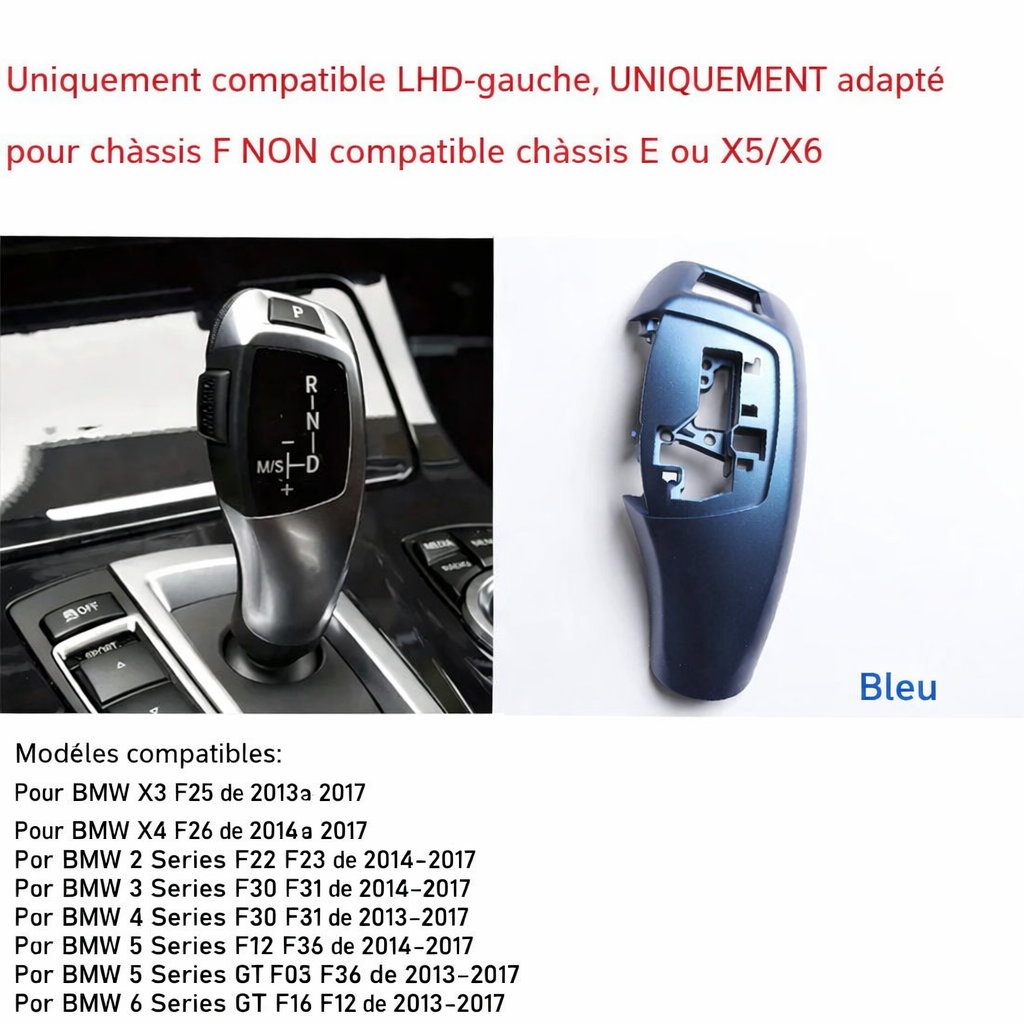 Compatibilité du cache de levier BMW bleu avec aperçu du rendu monté Compatibilité du cache de levier BMW bleu avec aperçu du rendu monté