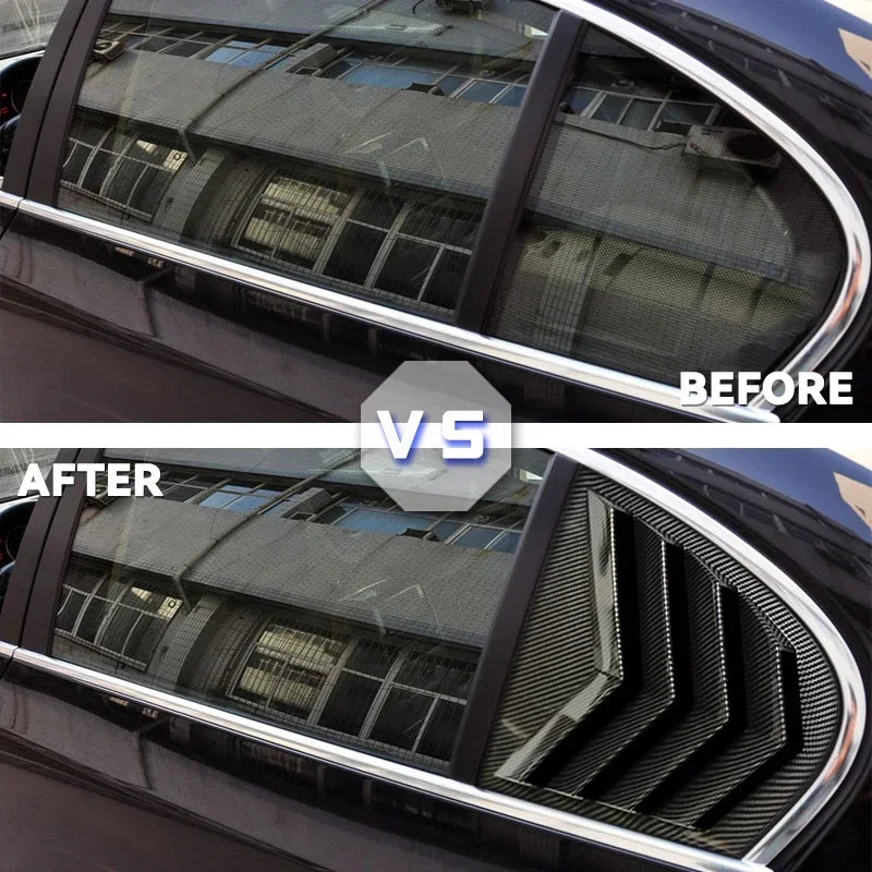 Comparaison avant après des caches de vitres arrière latérales BMW Série 5 E60 style louvers une fois installés