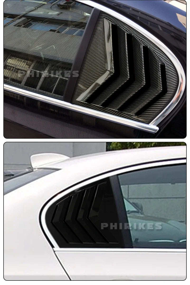 Détails de montage et rendu des caches de vitres arrière latérales BMW Série 5 E60 style louvers sur la voiture